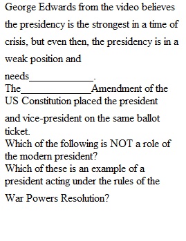 Quiz History_ Chapter 7 Executive Branch Quiz